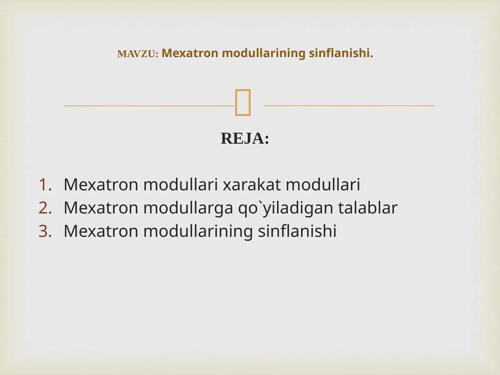Mexatron modullarining sinflanishi