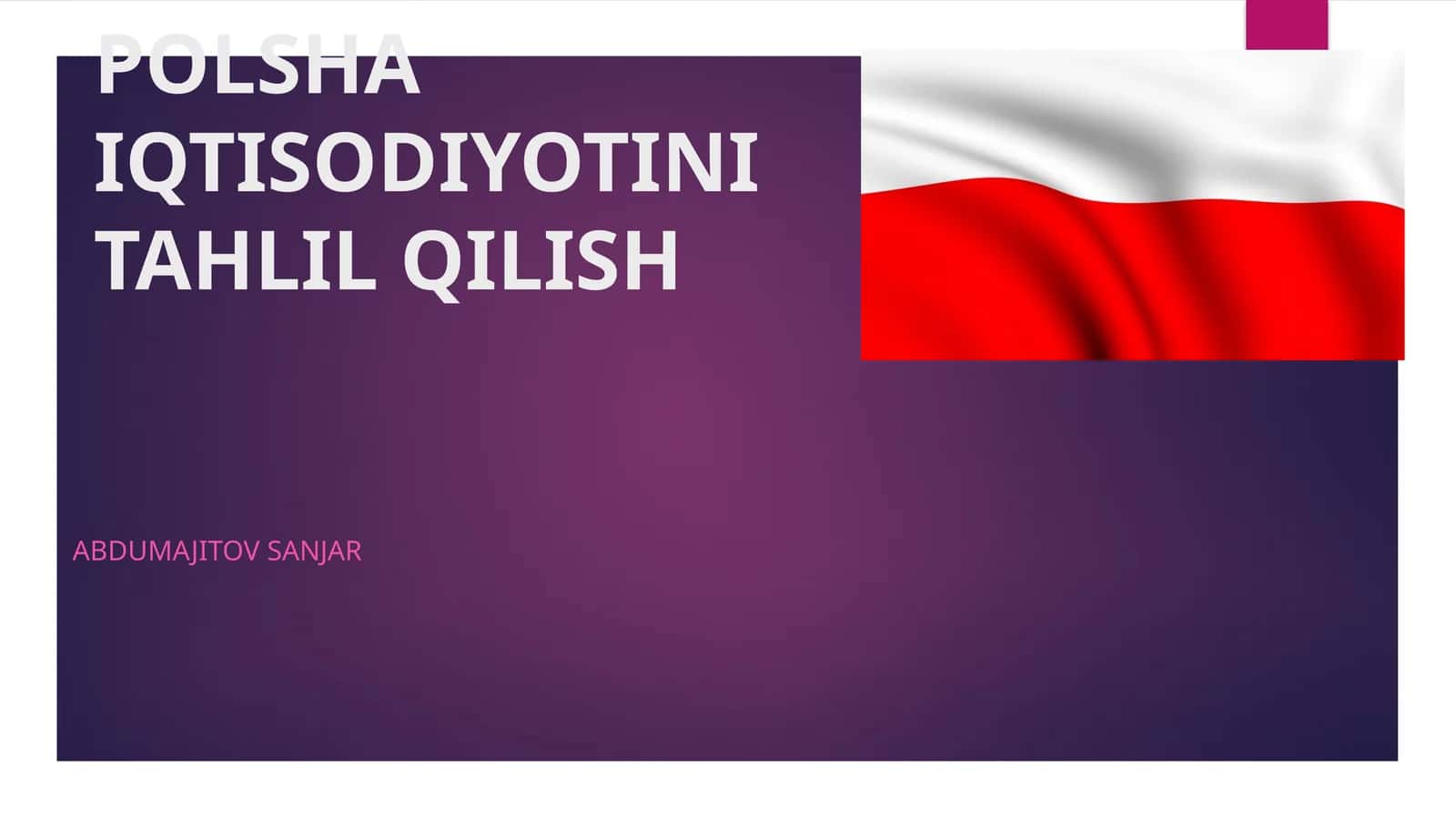 POLSHA IQTISODIYOT INITAHLIL QILISH