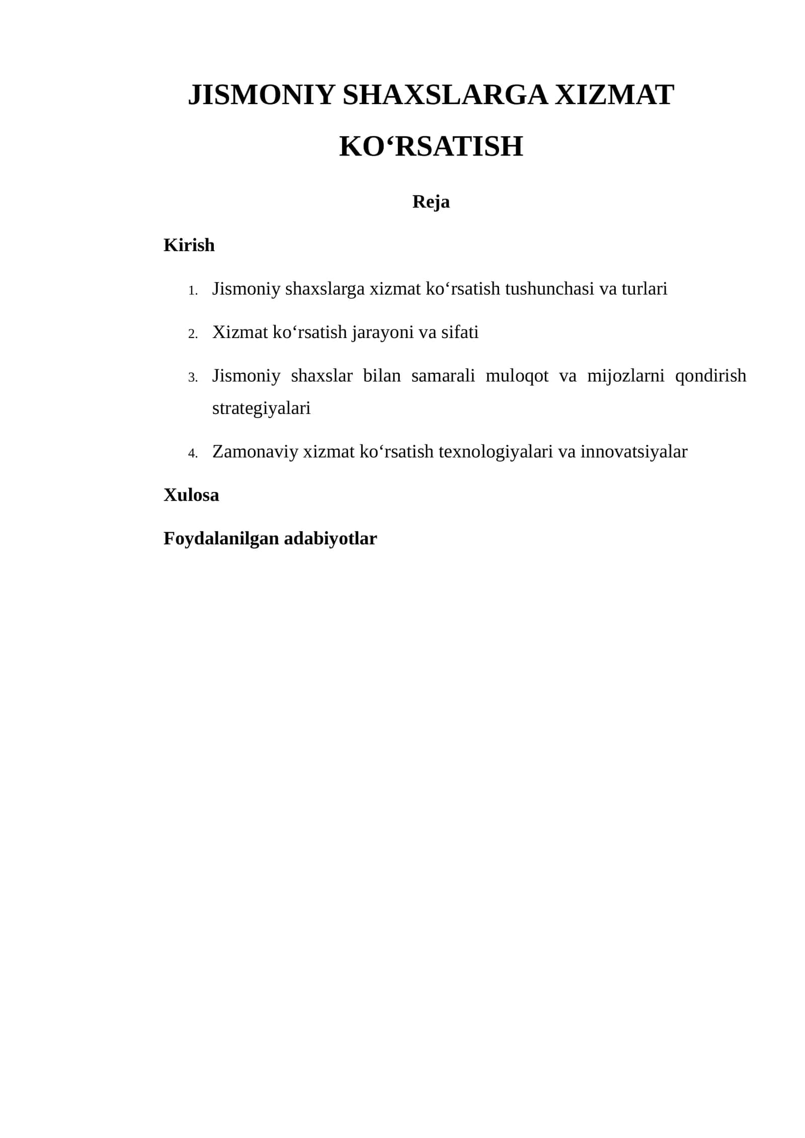 JISMONIY SHAXSLARGA XIZMAT KO‘RSATISH
