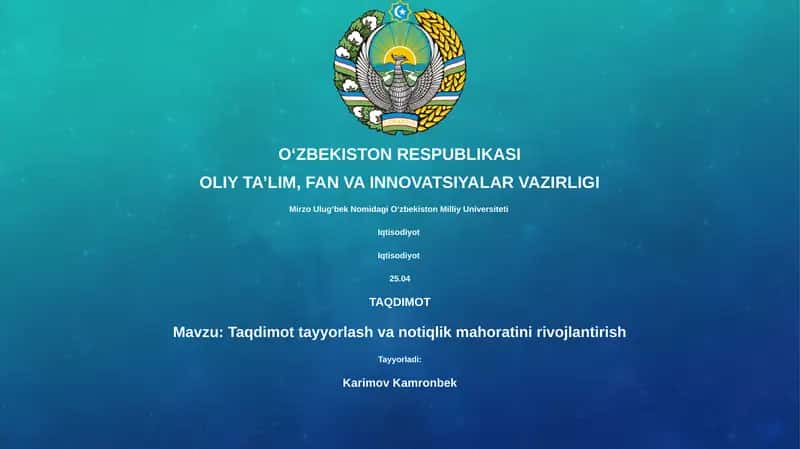 Taqdimot tayyorlash va notiqlik mahoratini rivojlantirish