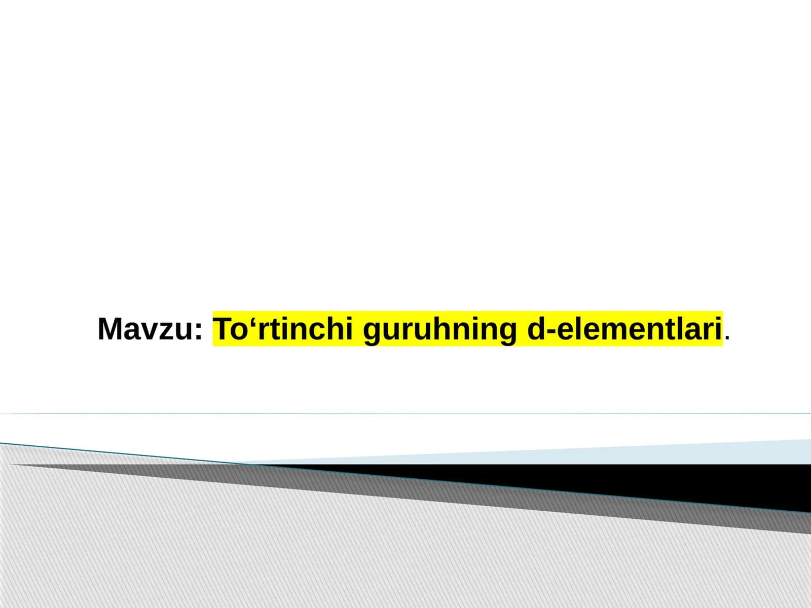 To‘rtinchi guruhning d-elementlari