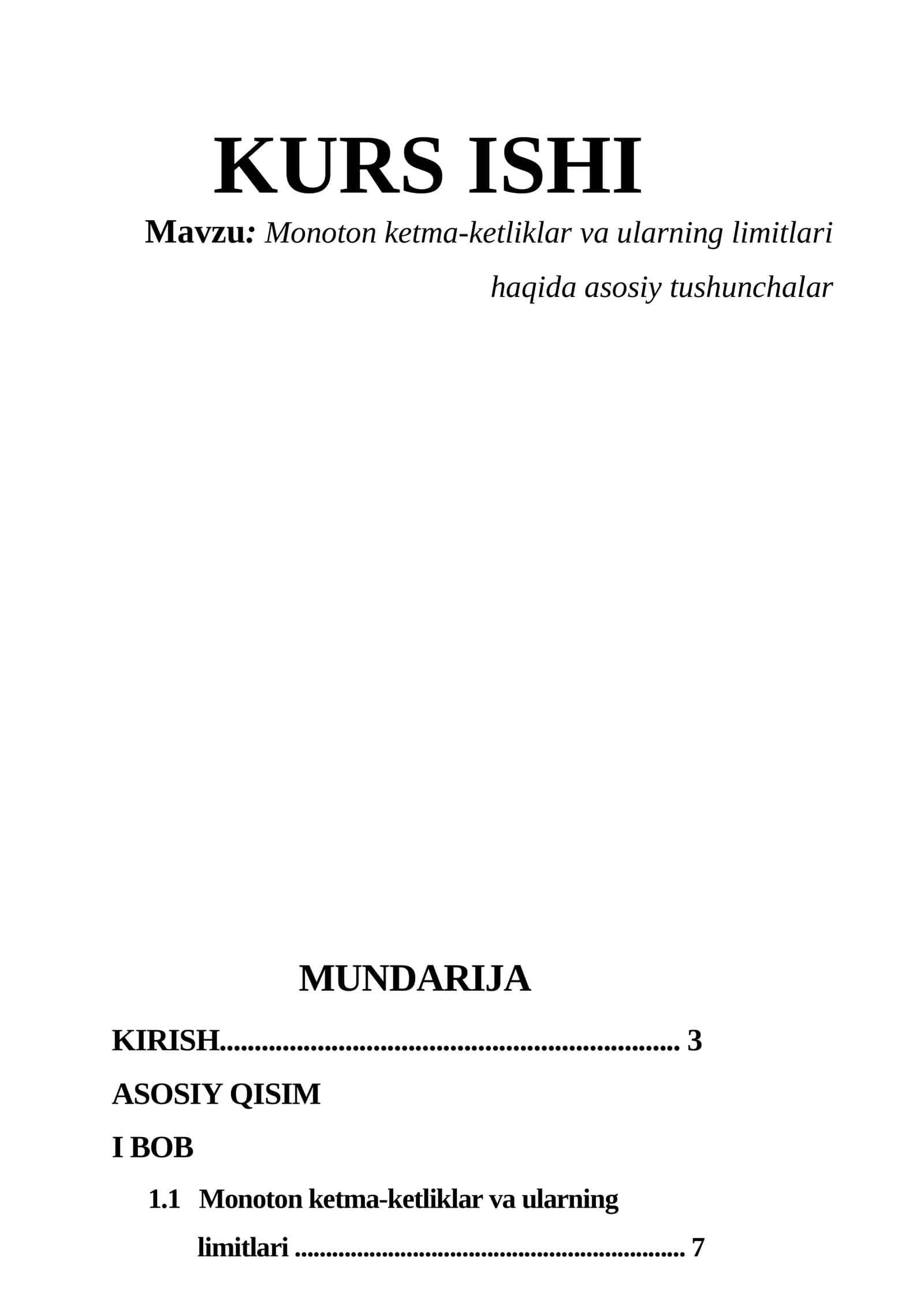 Monoton ketma-ketliklar va ularning limitlari haqida asosiy tushunchalar