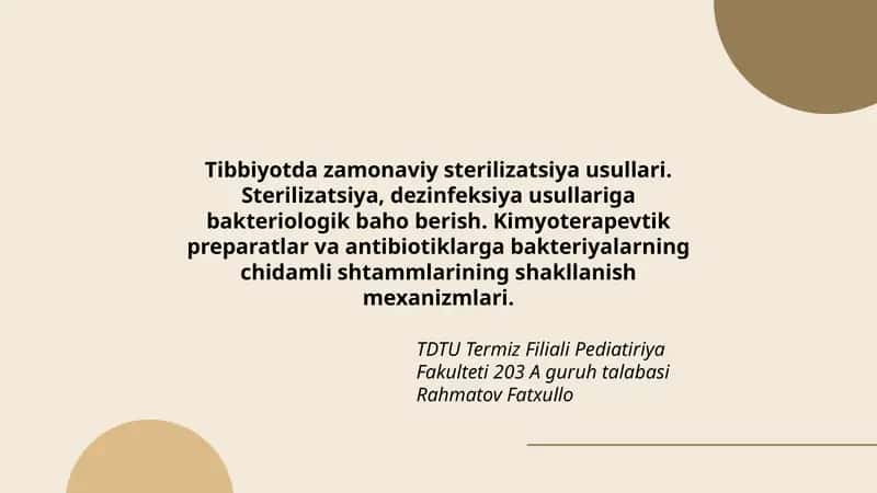 Zamonaviy Sterilizatsiya Usullari