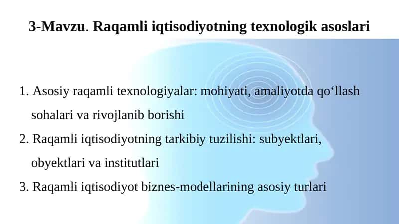 Raqamli iqtisodiyotning texnologik asoslari