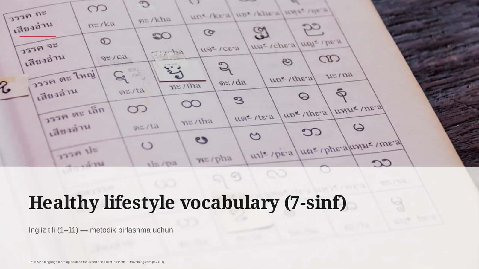 Healthy lifestyle vocabulary (7-sinf)
