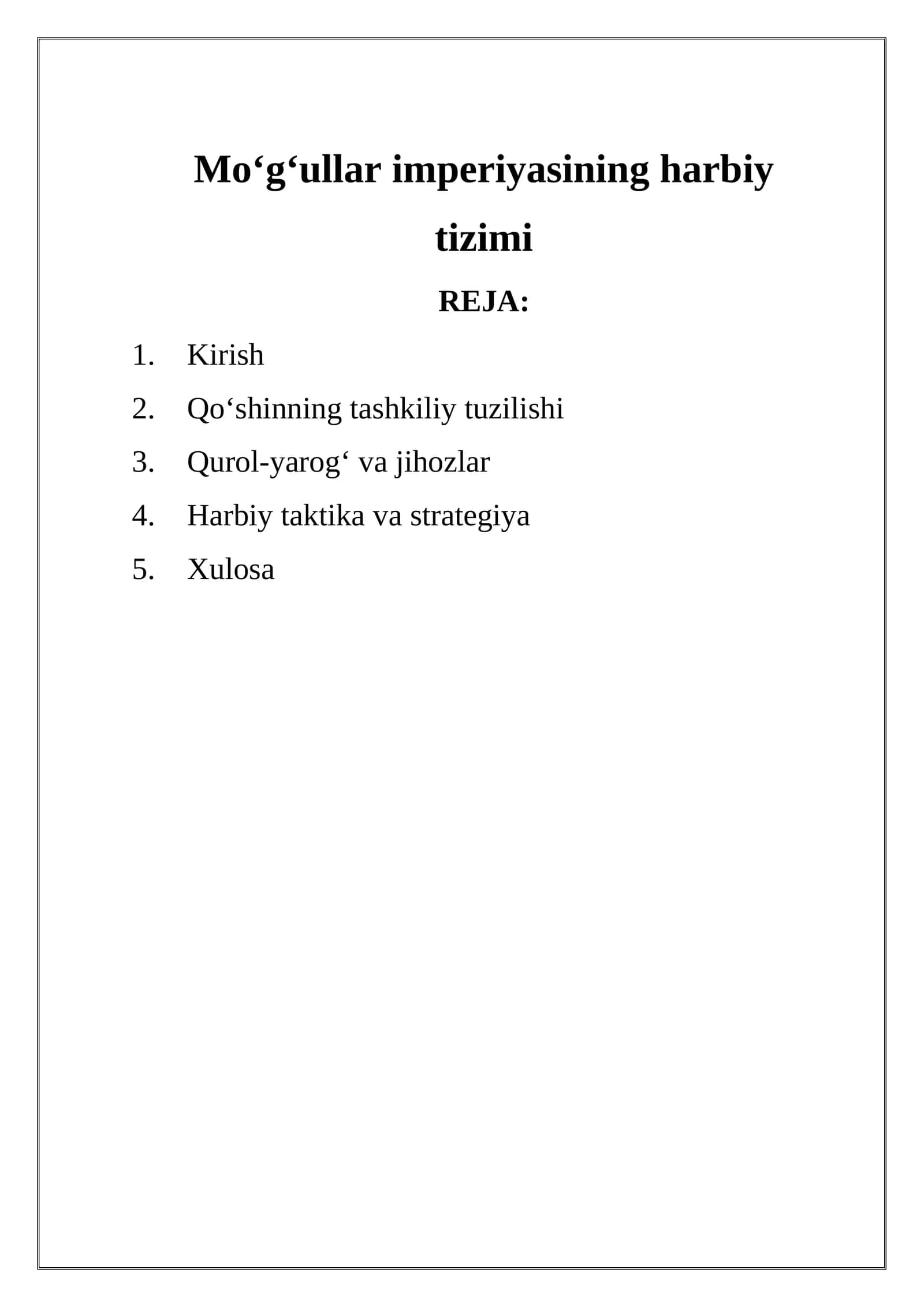 Moʻgʻullar imperiyasining harbiy tizimi
