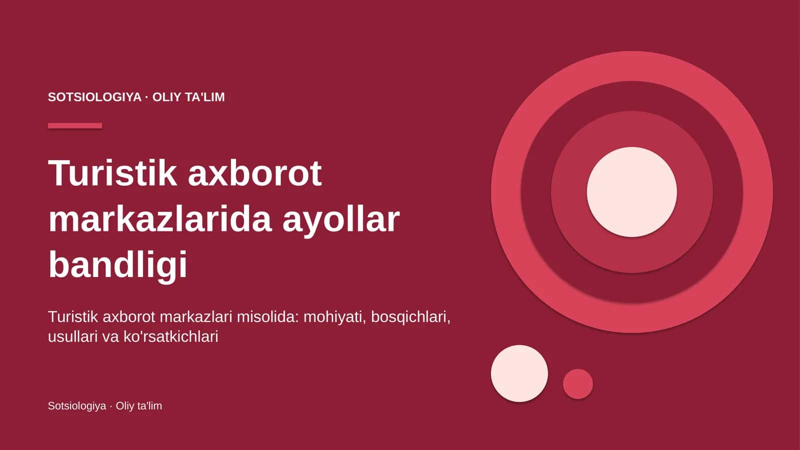 Turistik axborot markazlarida ayollar bandligi