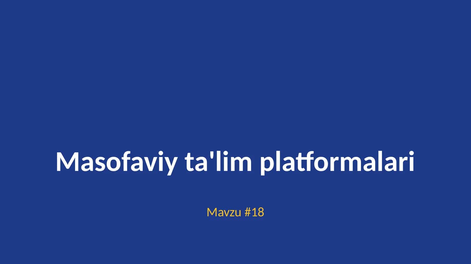 Masofaviy ta'lim platformalari