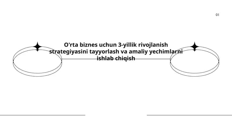 O'rta biznes uchun 3-yillik rivojlanish strategiyasini tayyorlash va amaliy yechimlarni ishlab chiqish