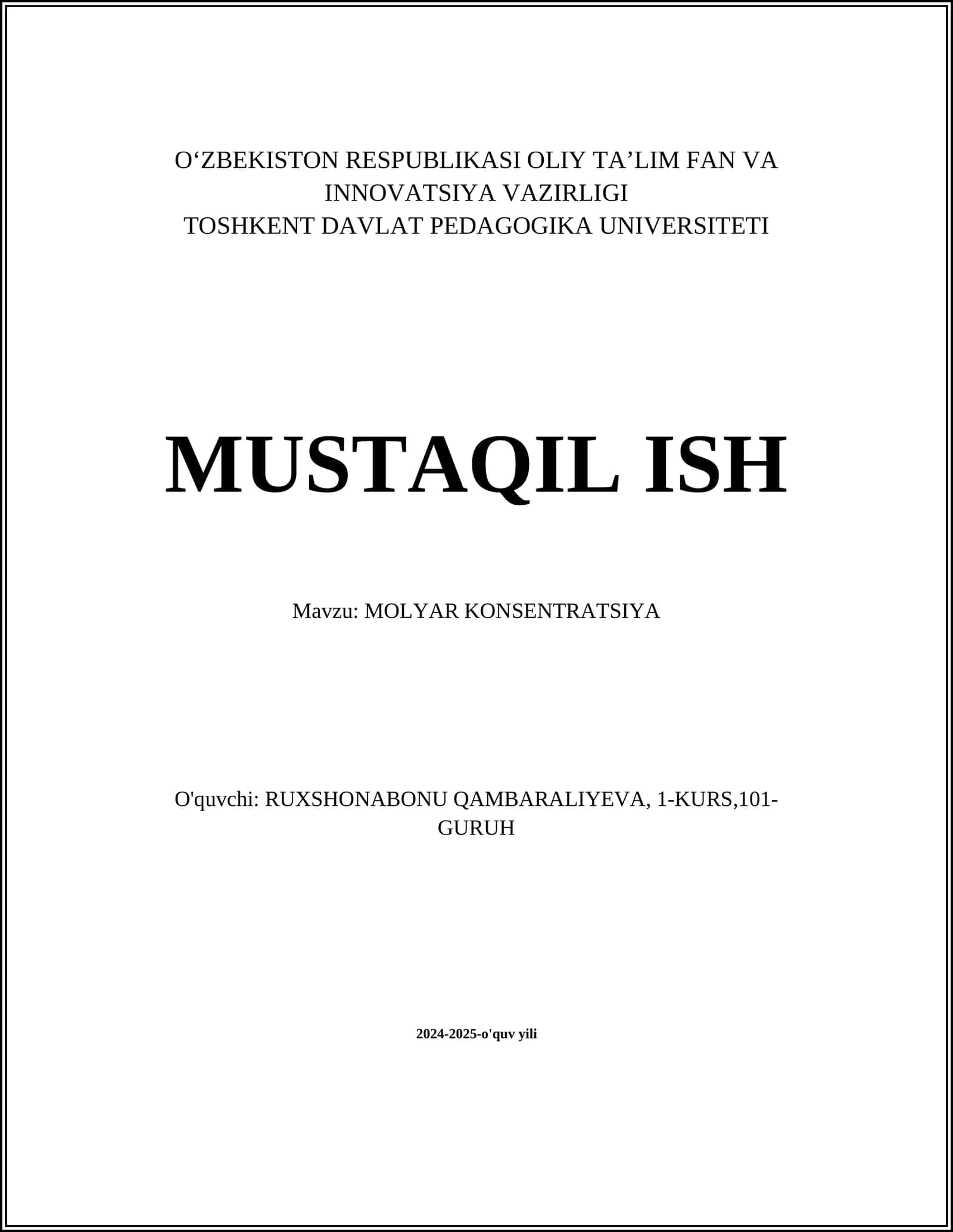 MOLYAR KONSENTRATSIYA