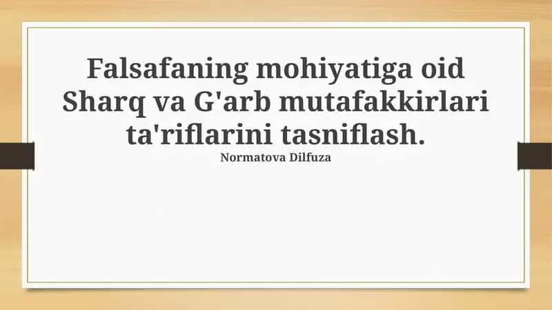 Falsafaning mohiyati