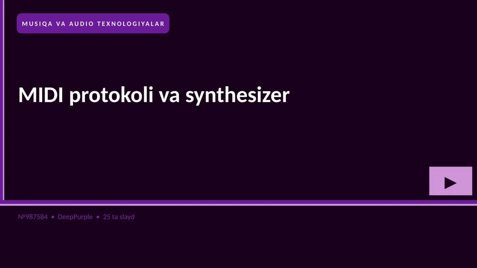 MUSIQA VA AUDIO TEXNOLOGIYALAR