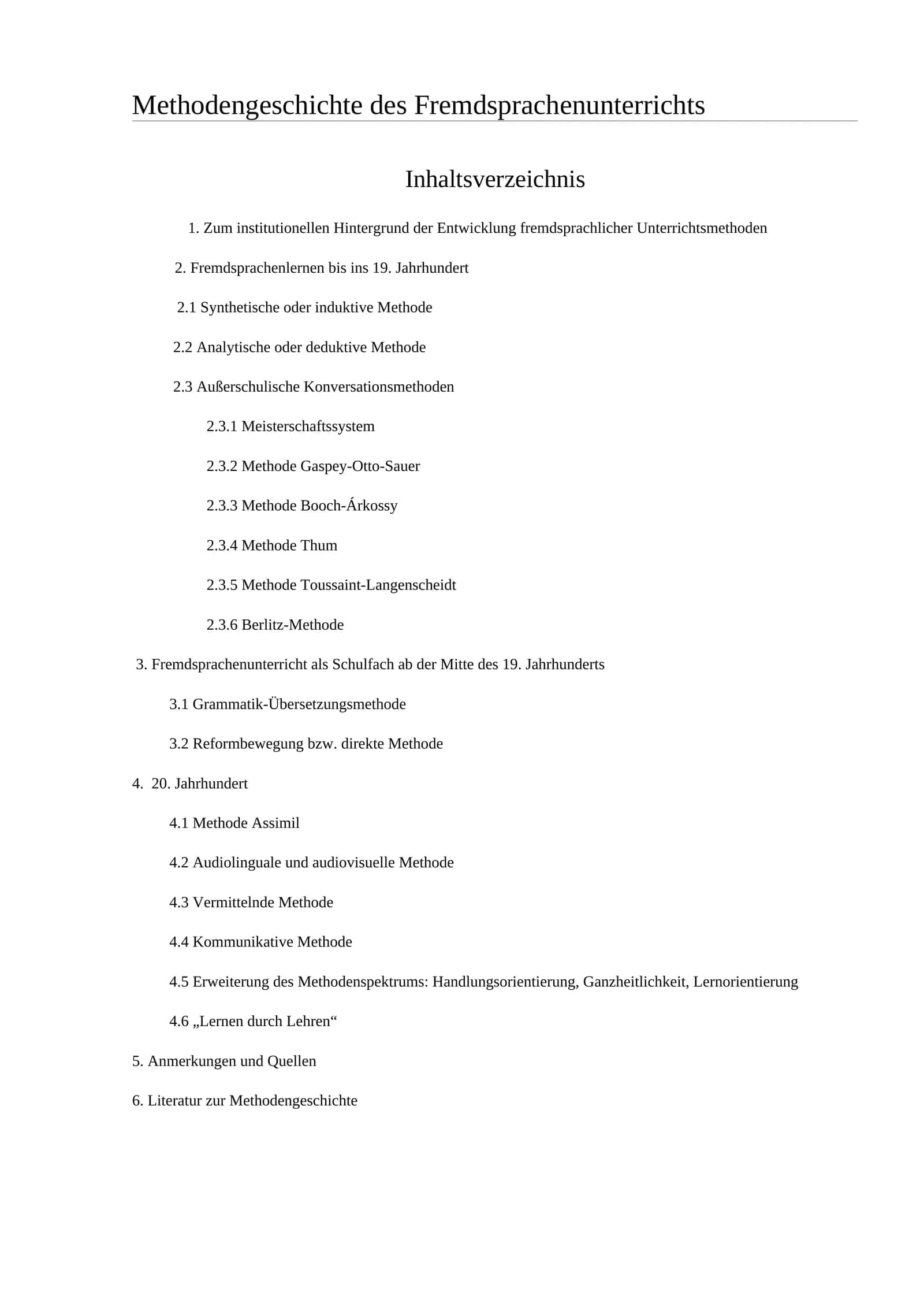 Methodengeschichte des Fremdsprachenunterrichts