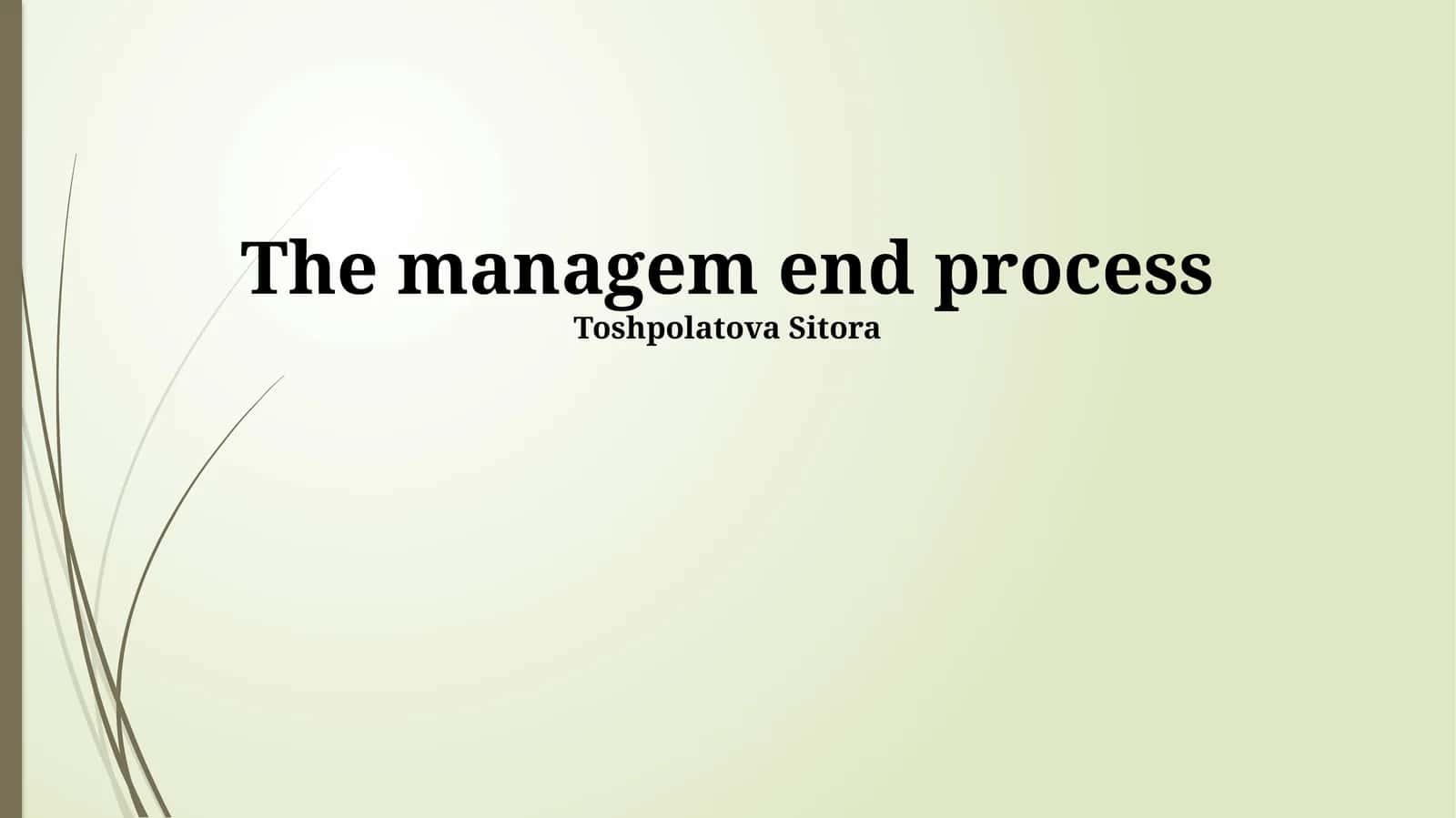 Defining the Management End Process