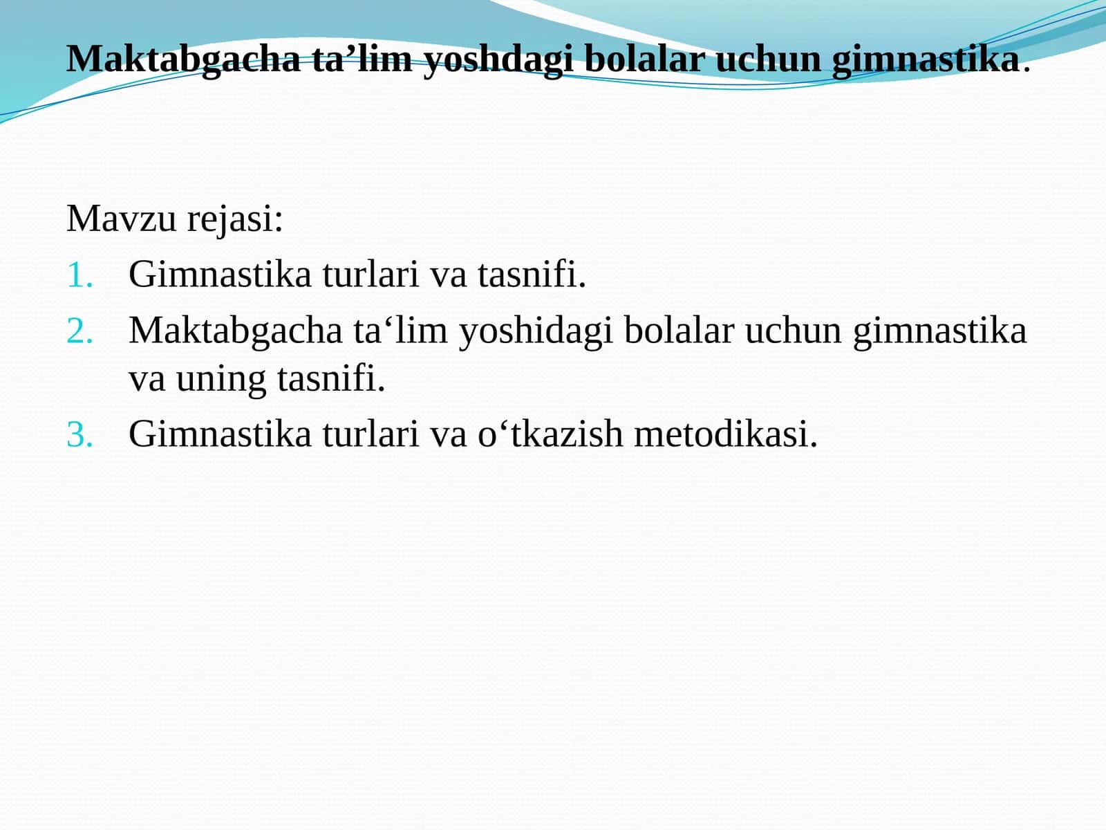 Maktabgacha ta'lim yoshidagi bolalar uchun gimnastika va tasnifi
