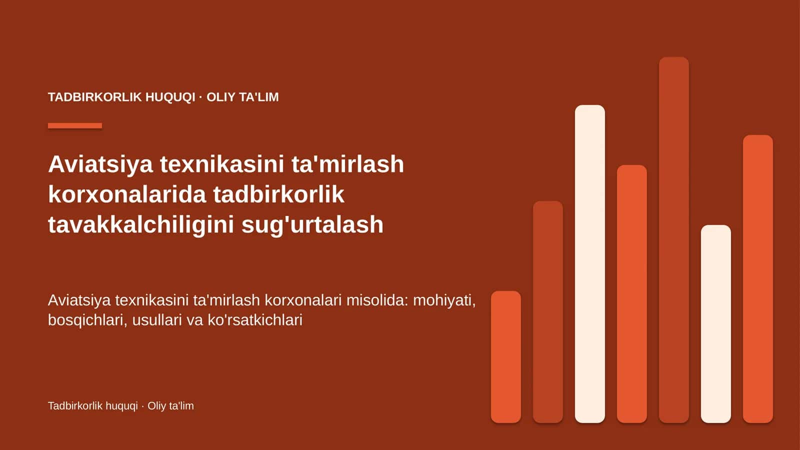 Tadbirkorlik Huquqi · Oliy Ta'lim