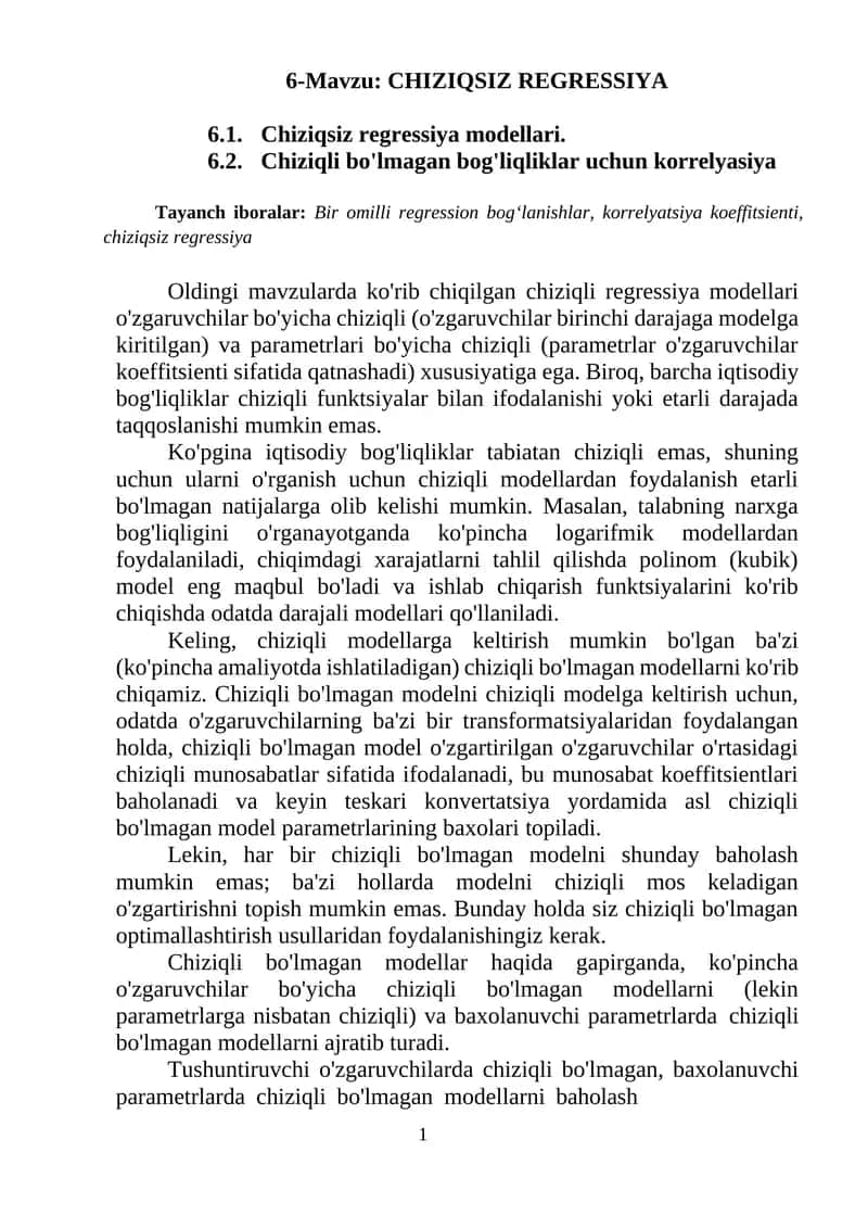 Chiziqsiz regressiya