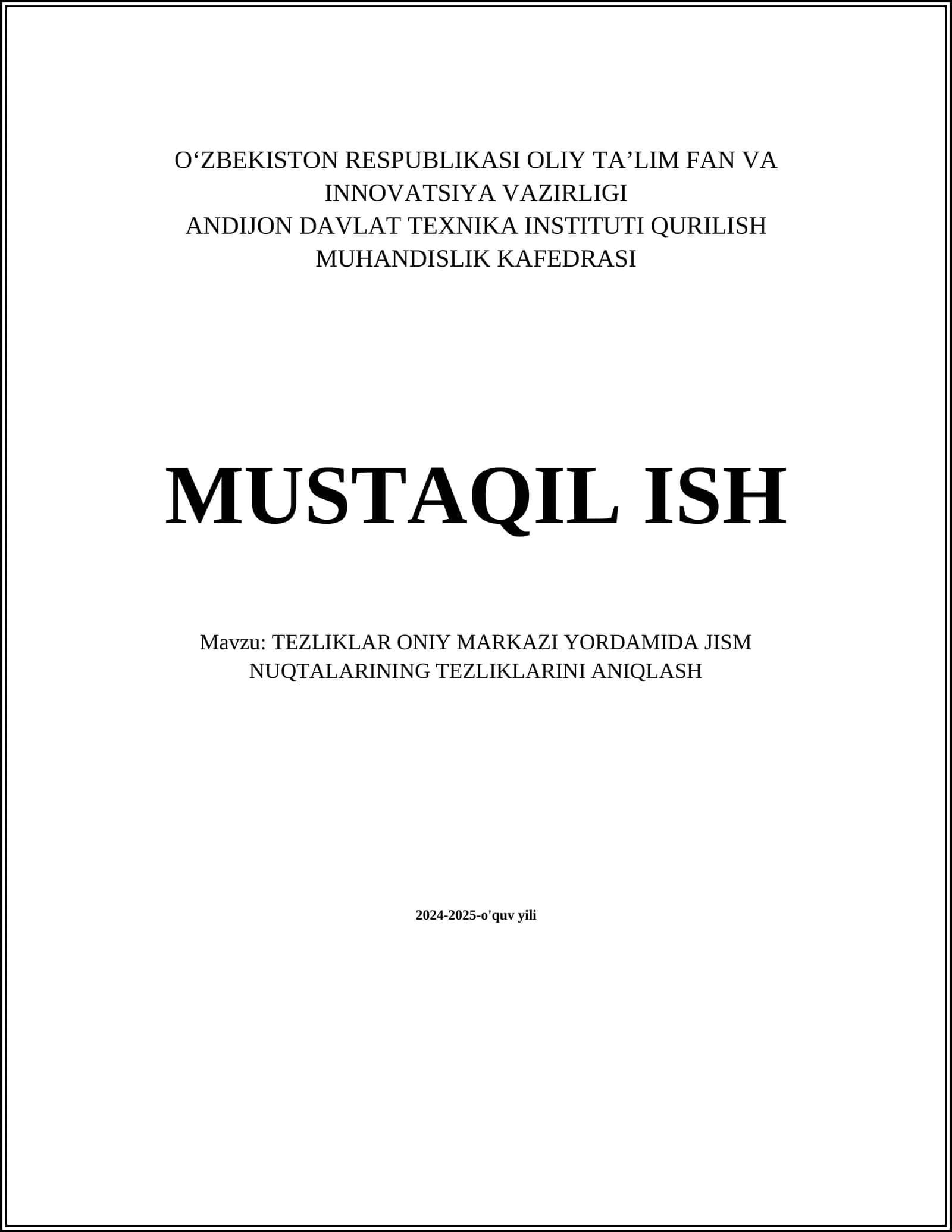 TEZLIKLAR ONIY MARKAZI YORDAMIDA JISM NUQTALARINING TEZLIKLARINI ANIQLASH
