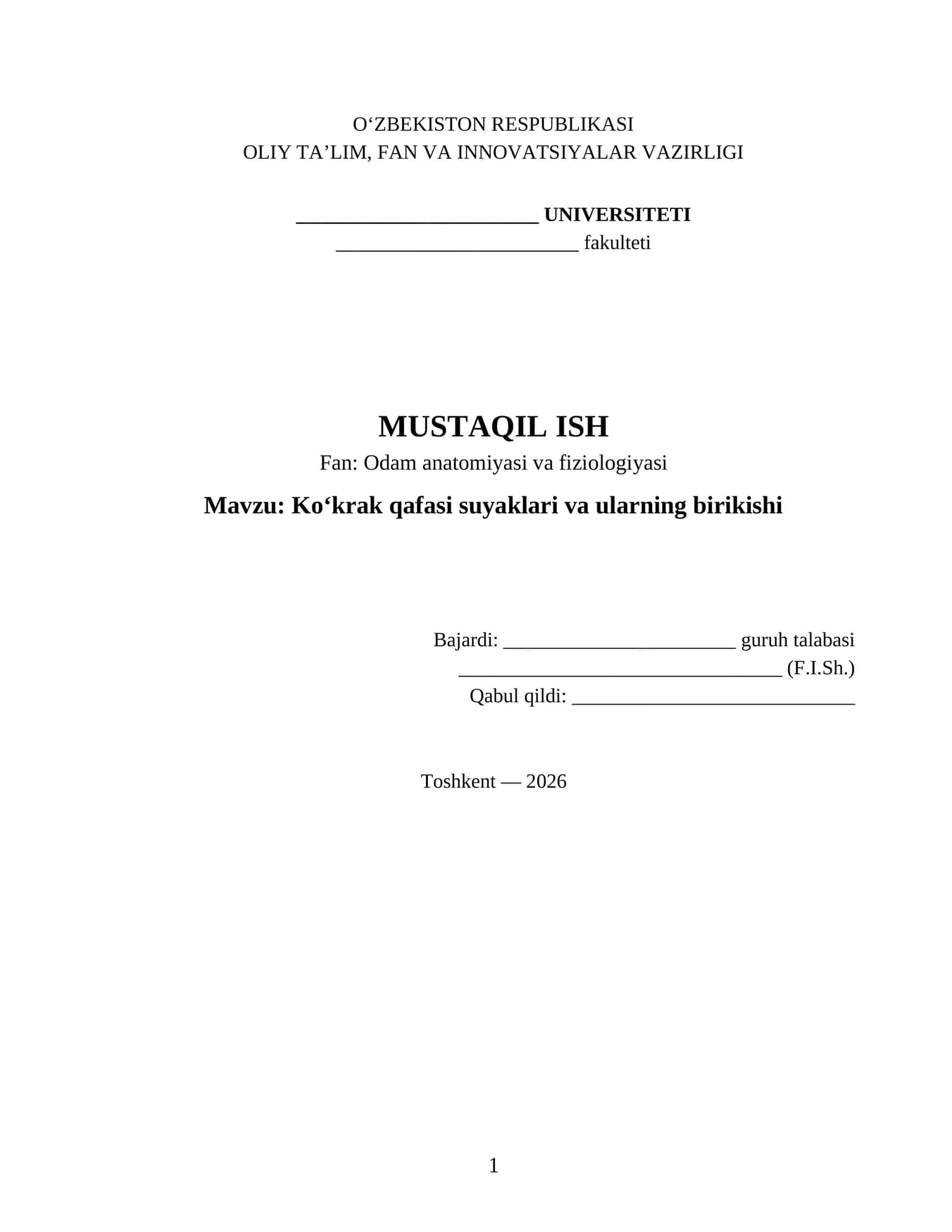 Ko‘krak qafasi suyaklari va ularning birikishi