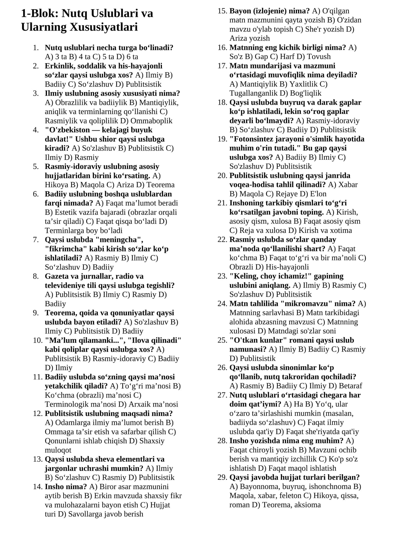 Nutq Uslublari va Ularning Xususiyatlari