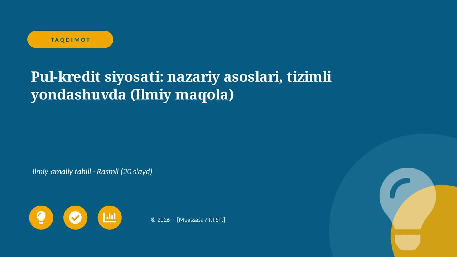 Pul-kredit siyosati: nazariy asoslari, tizimli yondashuvda (Ilmiy maqola)