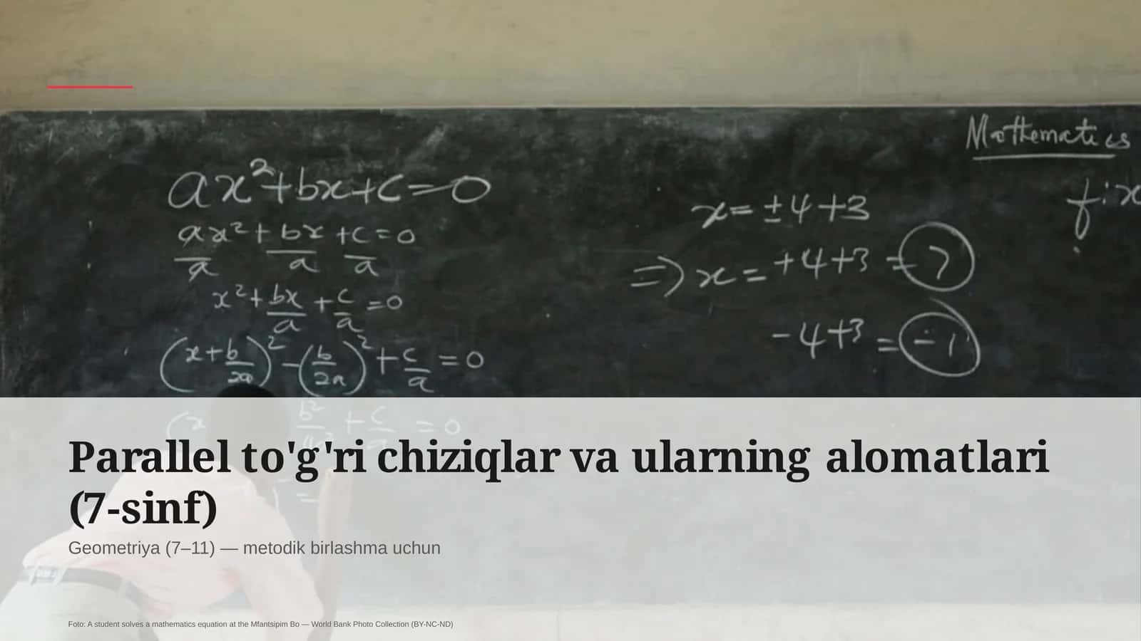 Parallel to'g'ri chiziqlar va ularning alomatlari (7-sinf)