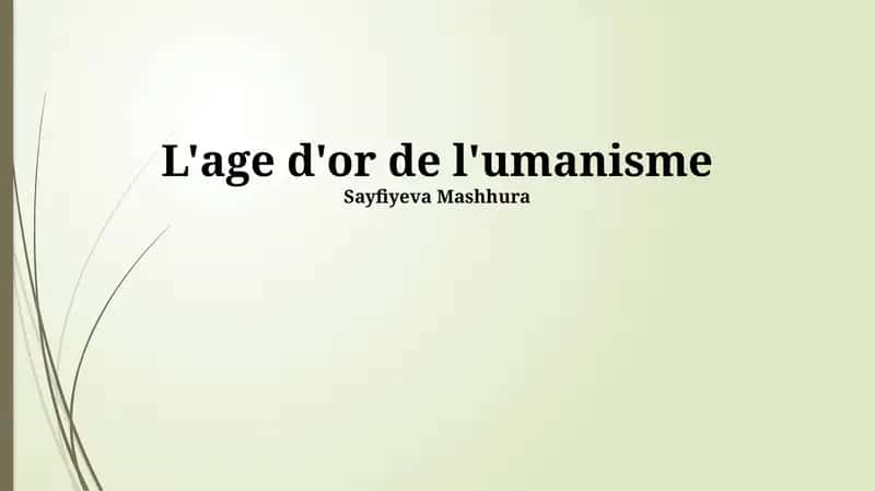 L'age d'or de l'umanisme