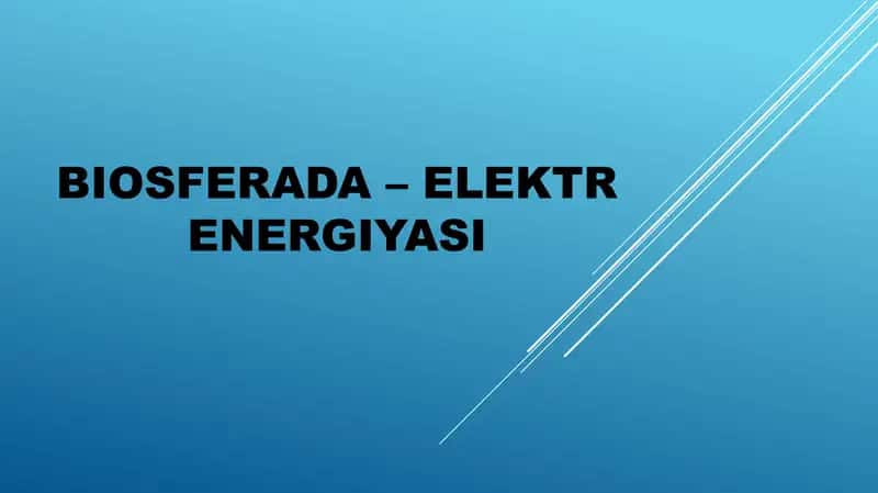 BIOSFERADA – ELEKTR ENERGIYASI