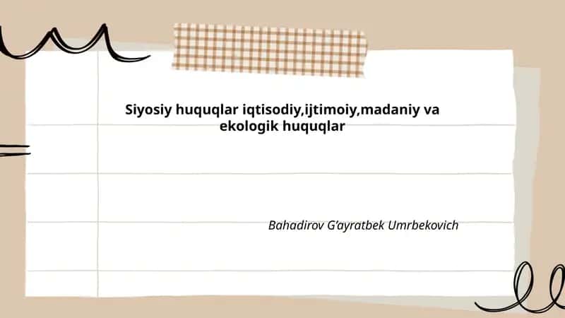 Siyosiy huquqlar va fuqarolik ishtiroki