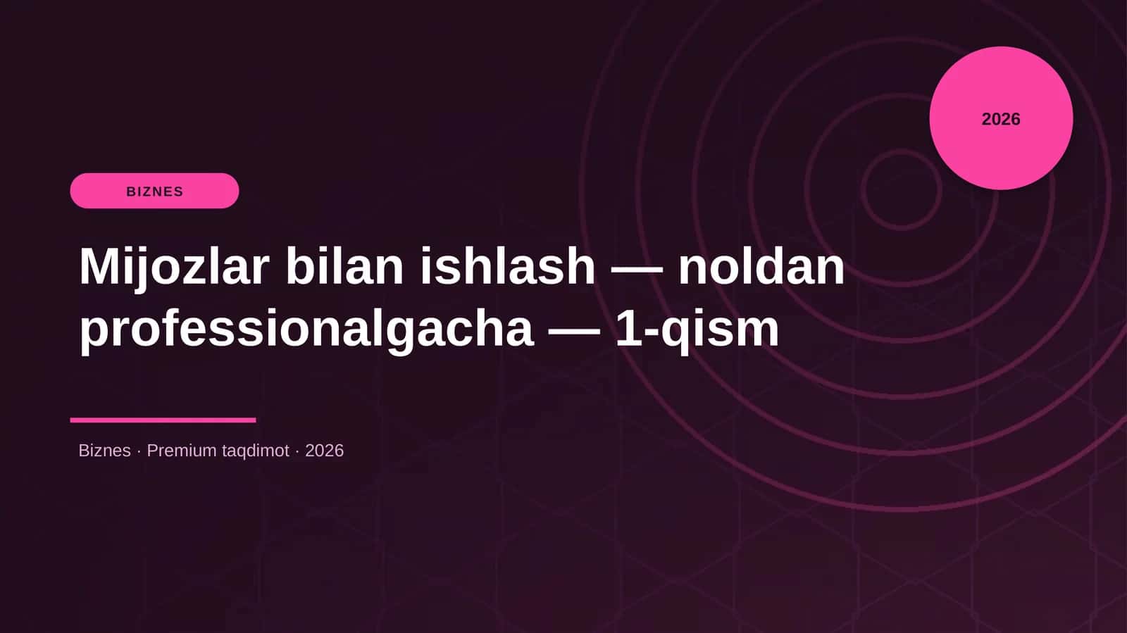Mijozlar bilan ishlash — noldan professionalgacha — 1-qism