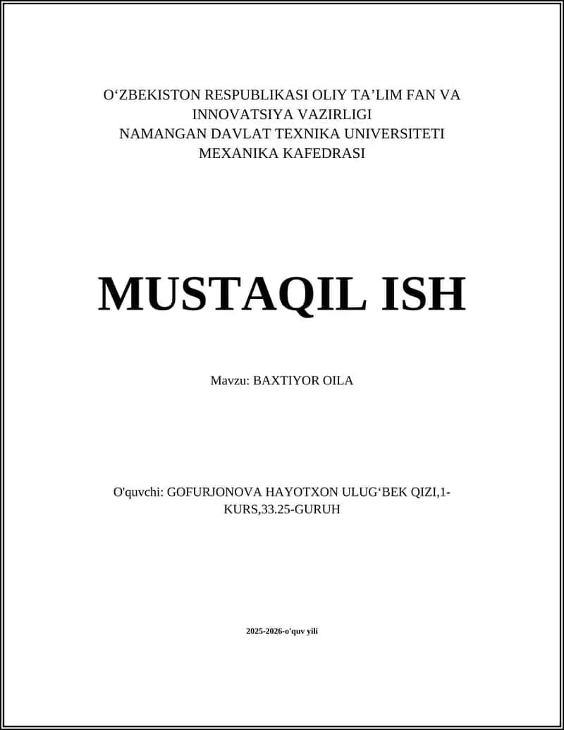 BAXTIYOR OILA