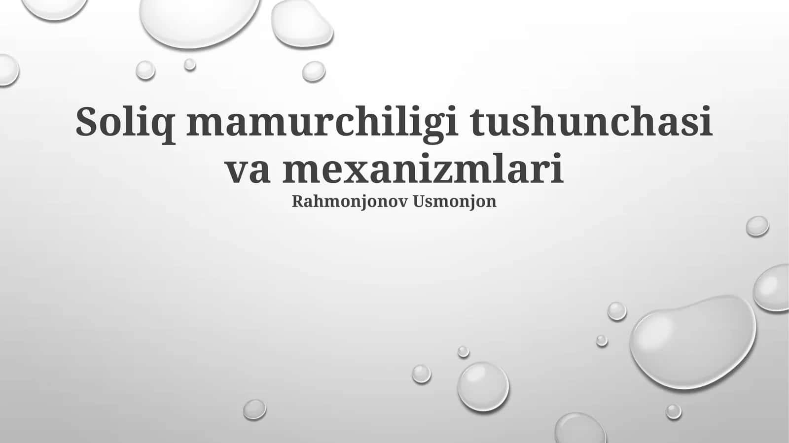 Soliq mamurchiligi tushunchasi va mexanizmlari
