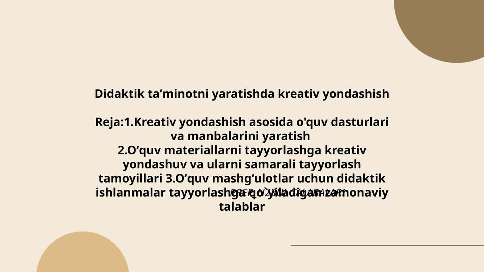 Didaktik taʼminotni yaratishda kreativ yondashish