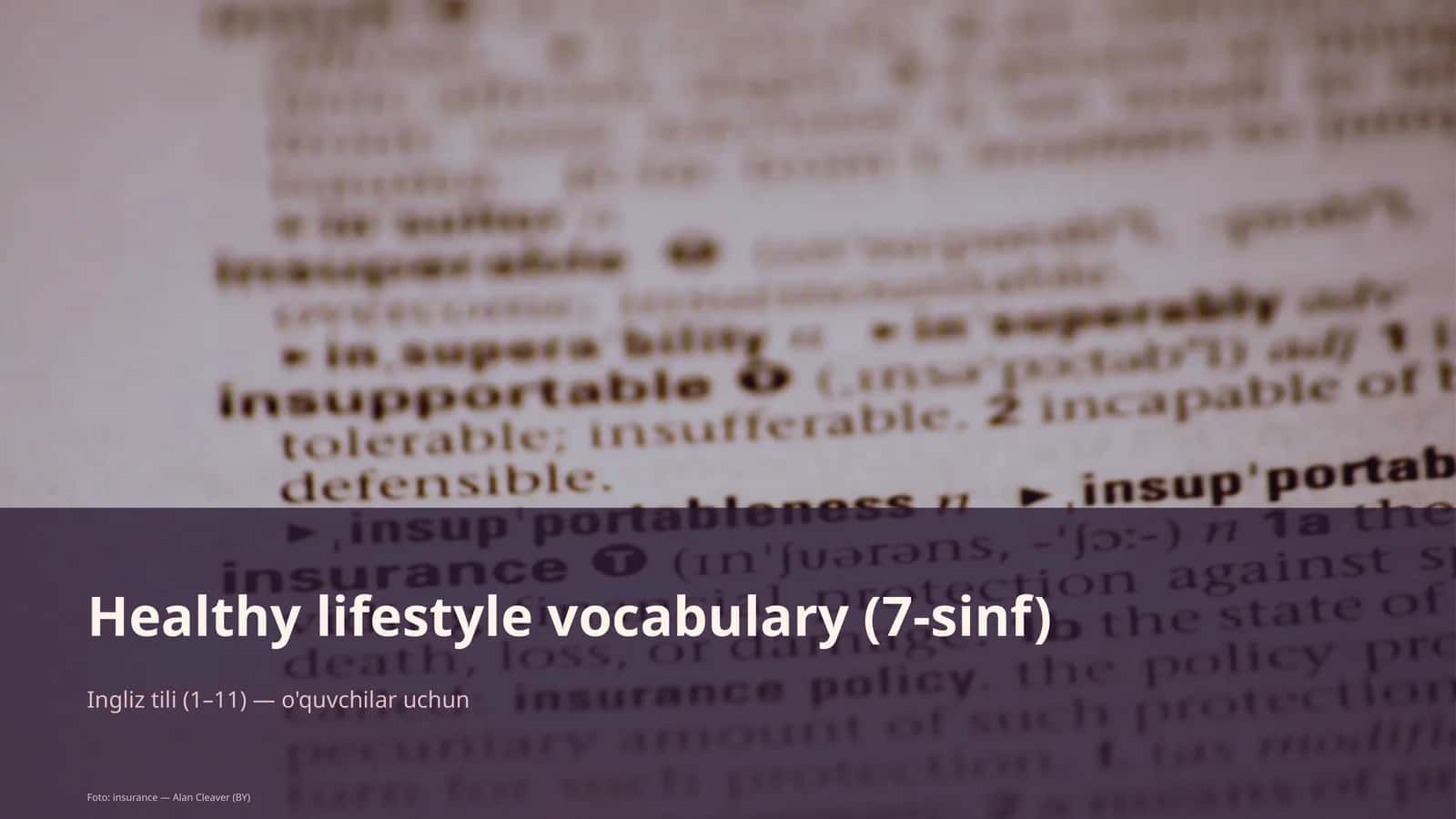 Healthy lifestyle vocabulary (7-sinf)