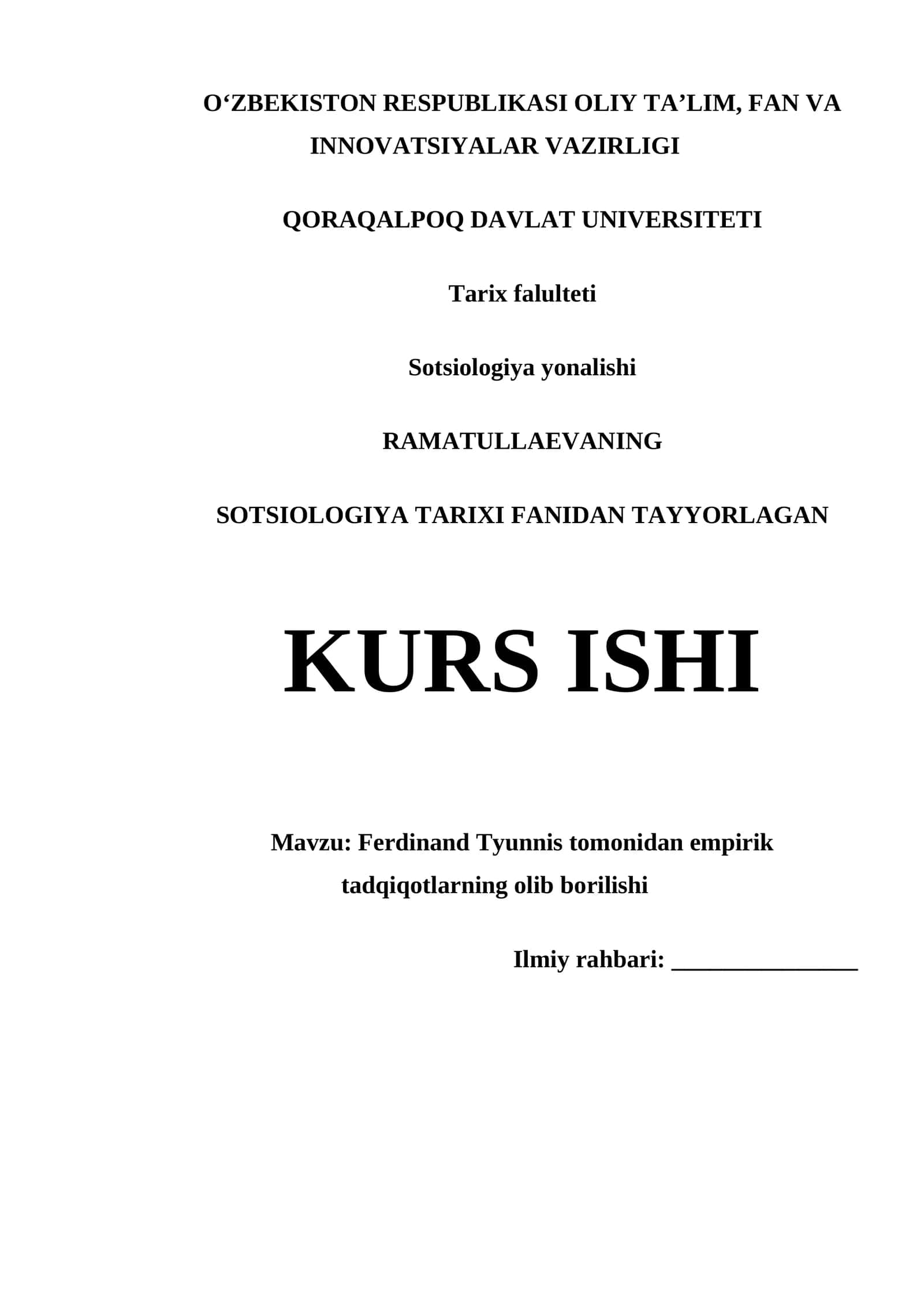 Ferdinand Tyunnis tomonidan empirik tadqiqotlarning olib borilishi