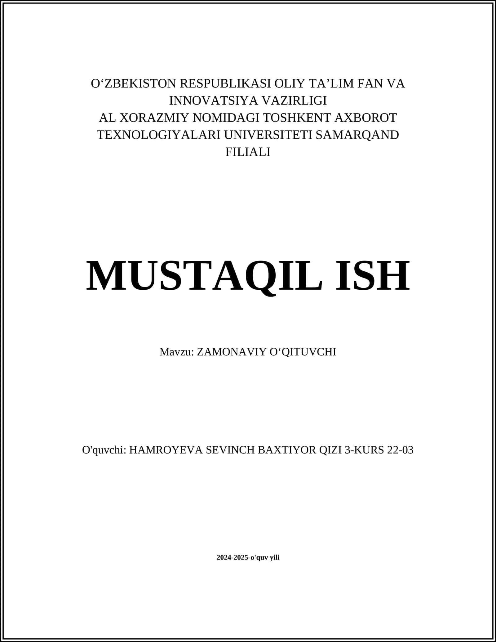 ZAMONAVIY O‘QITUVCHI