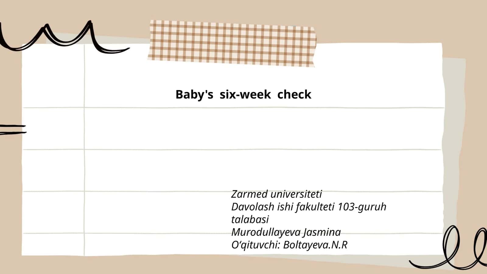 Baby's six-week check