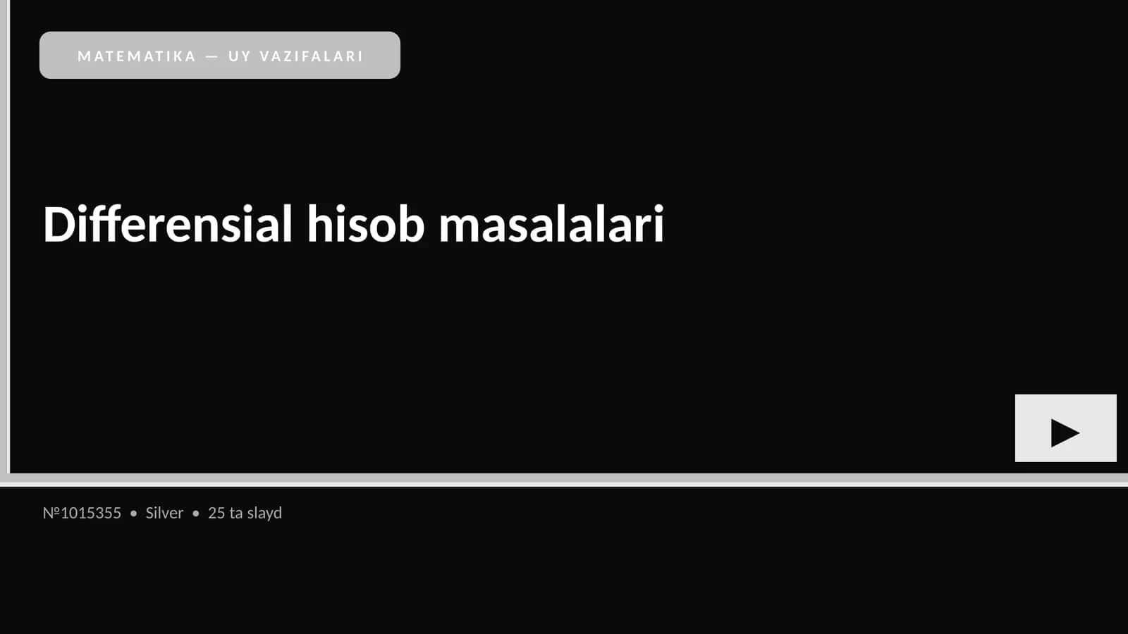 Differensial hisob masalalari
