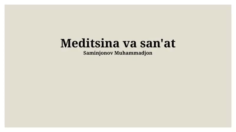 Tibbiyot va san'at: Tarix va rivojlanish