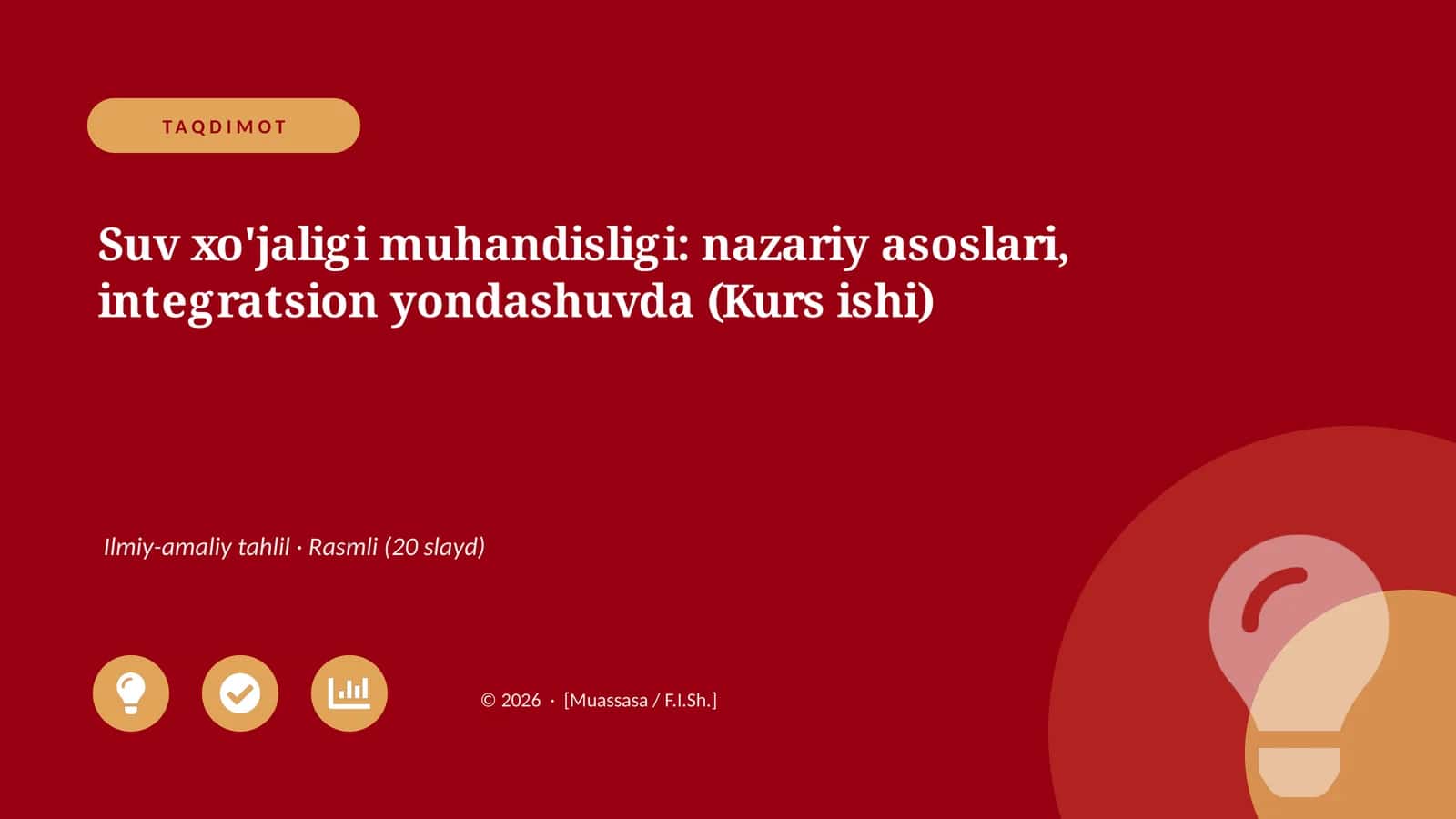 Suv xo'jaligi muhandisligi: nazariy asoslari, integratsion yondashuvda (Kurs ishi)