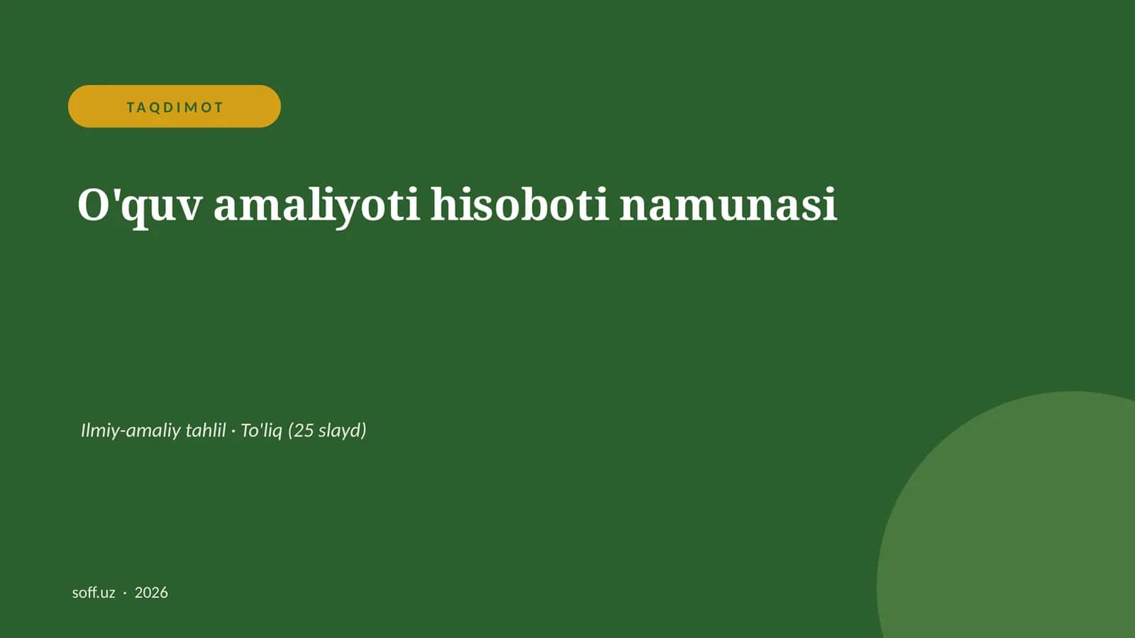 O'quv amaliyoti hisoboti namunasi