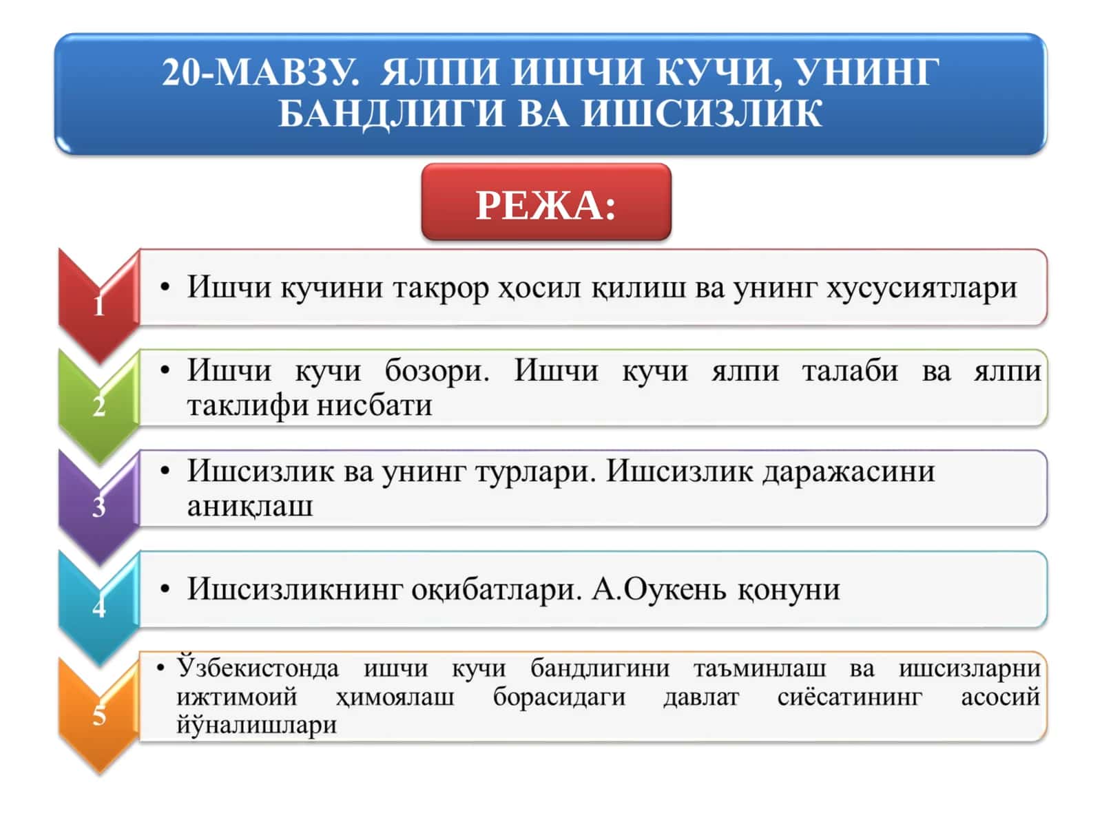 Шарт-шароитлар устидаги ишчи хусусиятлари