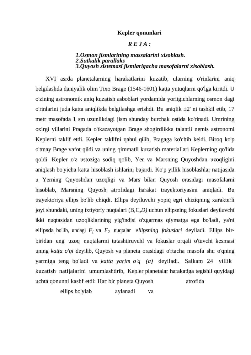 Kepler qonunlari