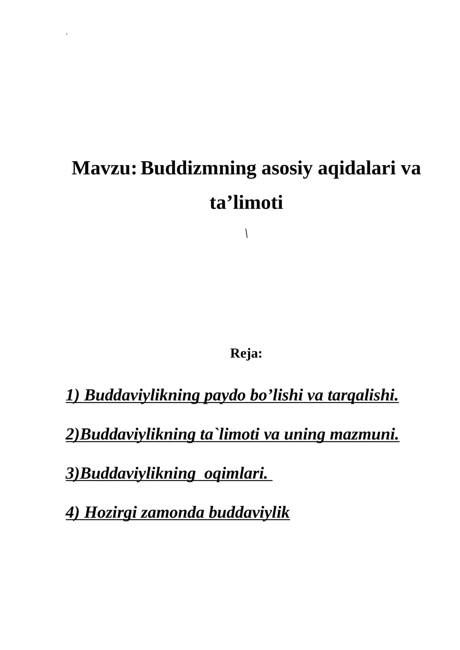 Buddizmning asosiy aqidalari va taʼlimoti