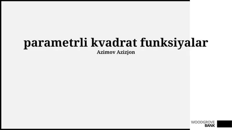 Parametrik kvadrat funksiyalar