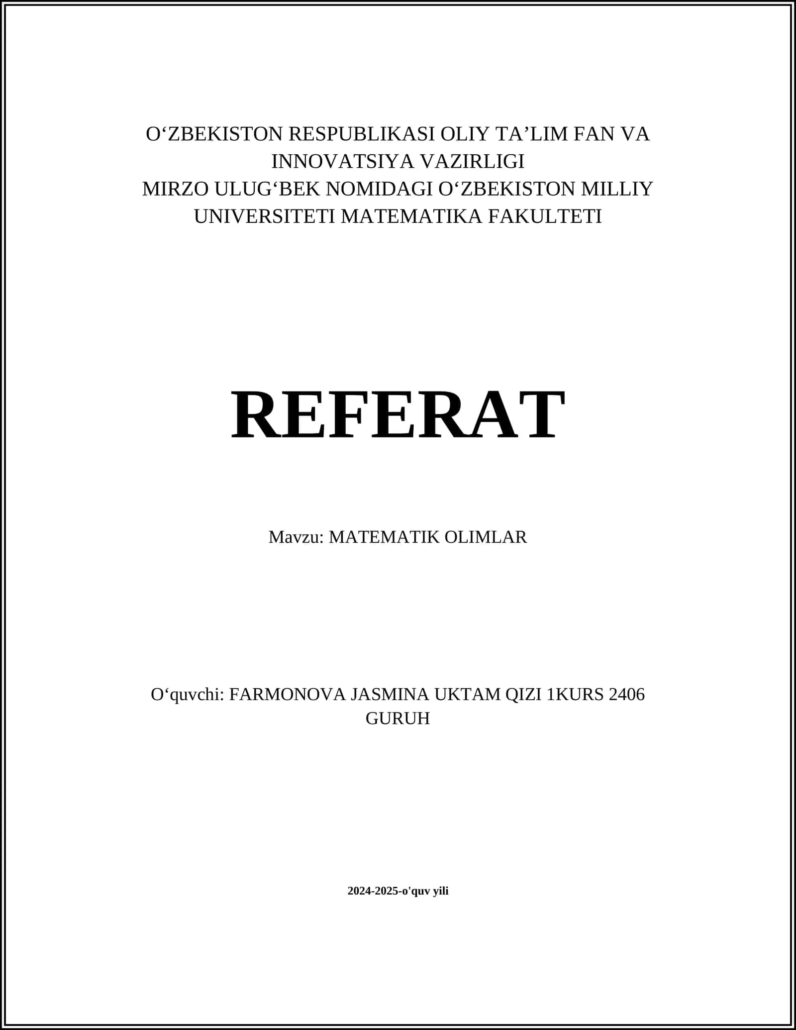 MATEMATIK OLIMLAR