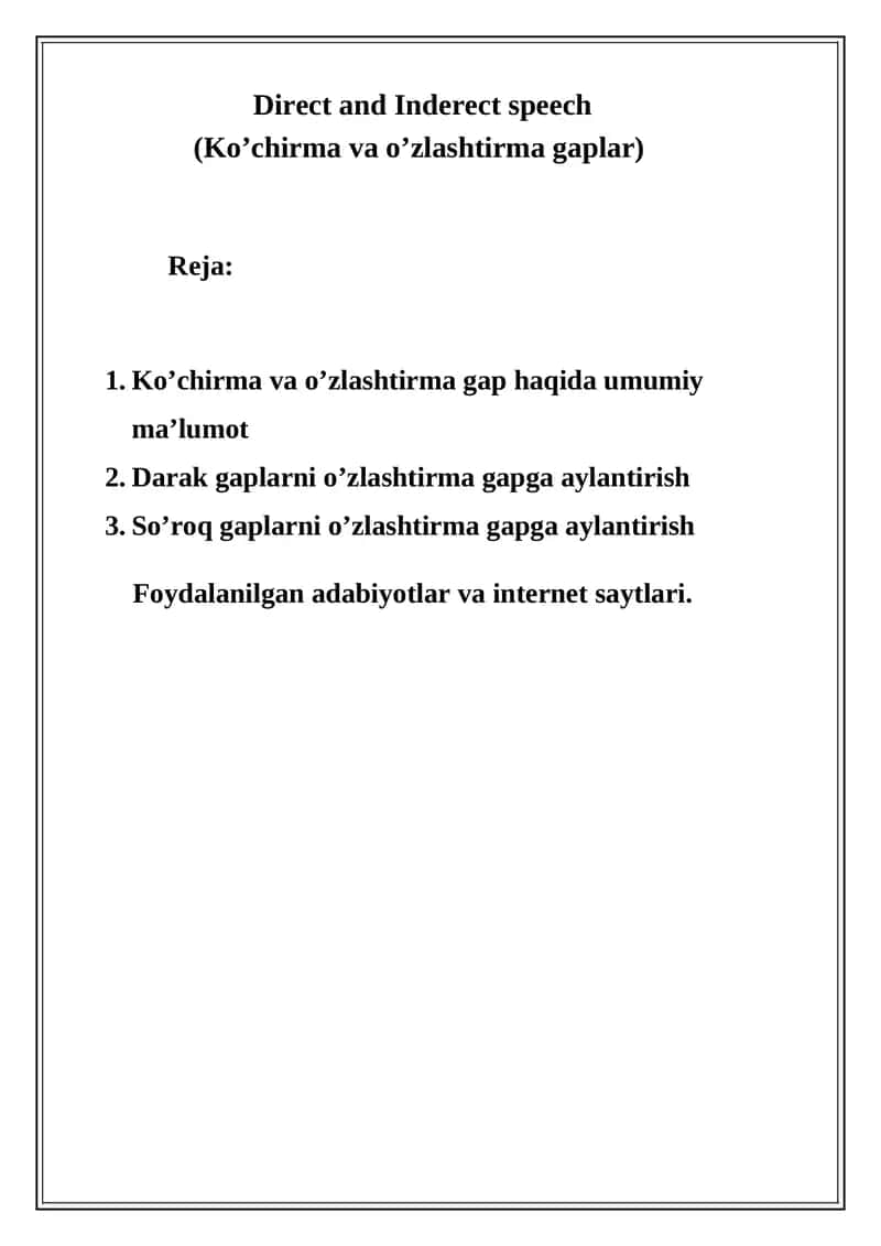 Direct and Inderect speech