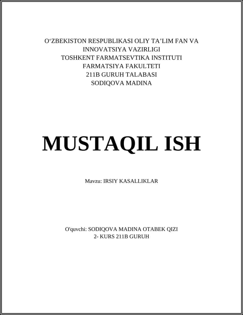 Irsiy kasalliklarning meros olish mexanizmlari