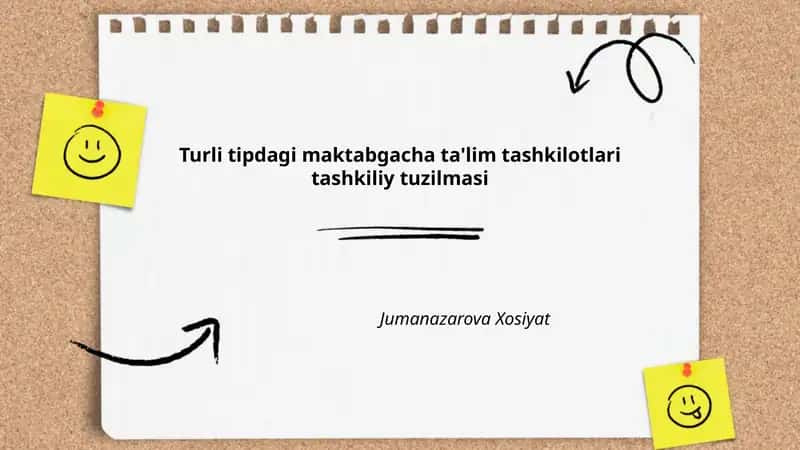 Turli tipdagi maktabgacha ta'lim tashkilotlari tashkiliy tuzilmasi