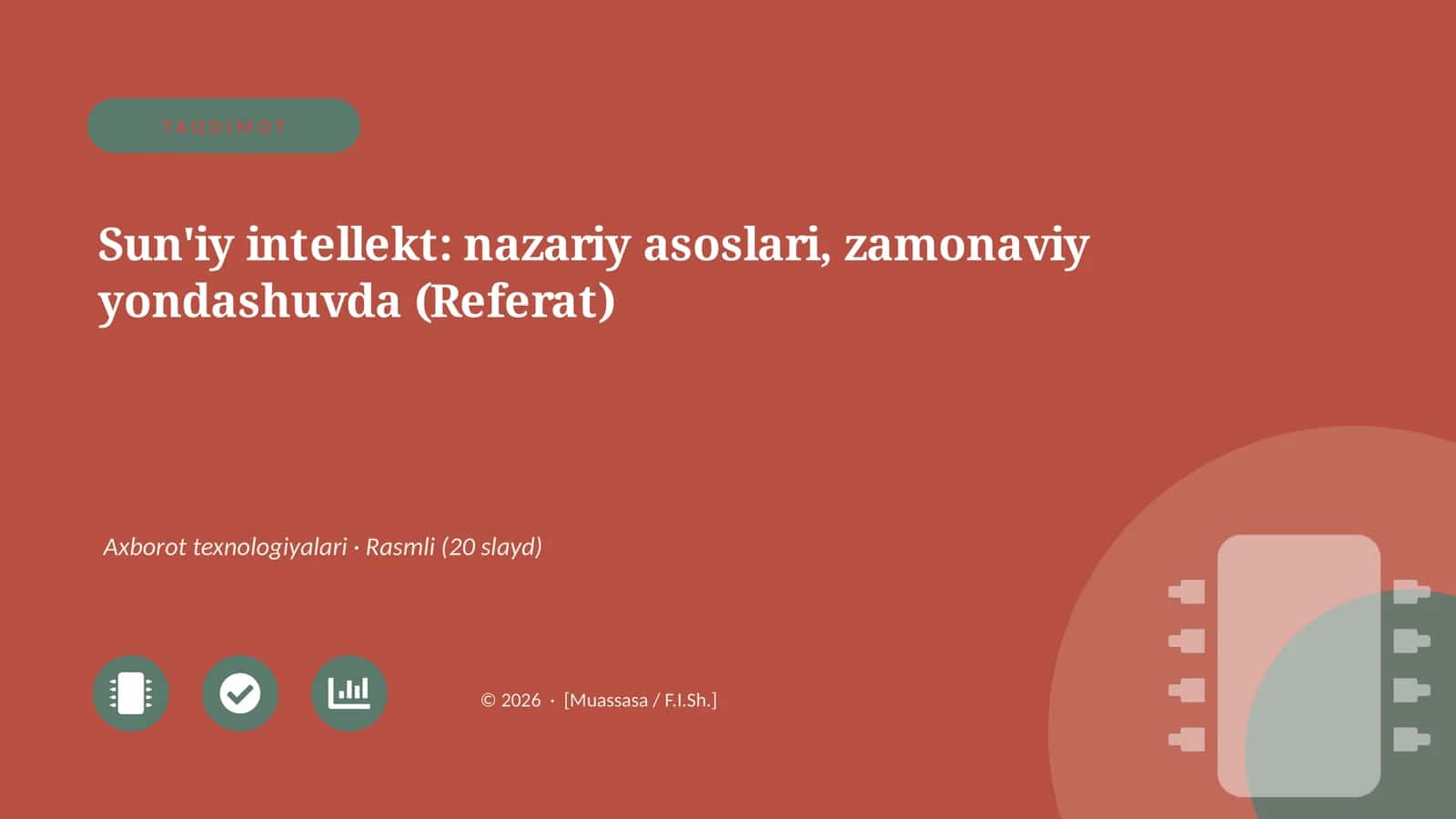 Sun'iy intellekt: nazariy asoslari, zamonaviy yondashuvda (Referat)